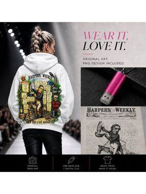 Thomas Nast, Harpers Weekly, woodcut engraving, tshirt design, usb necklace